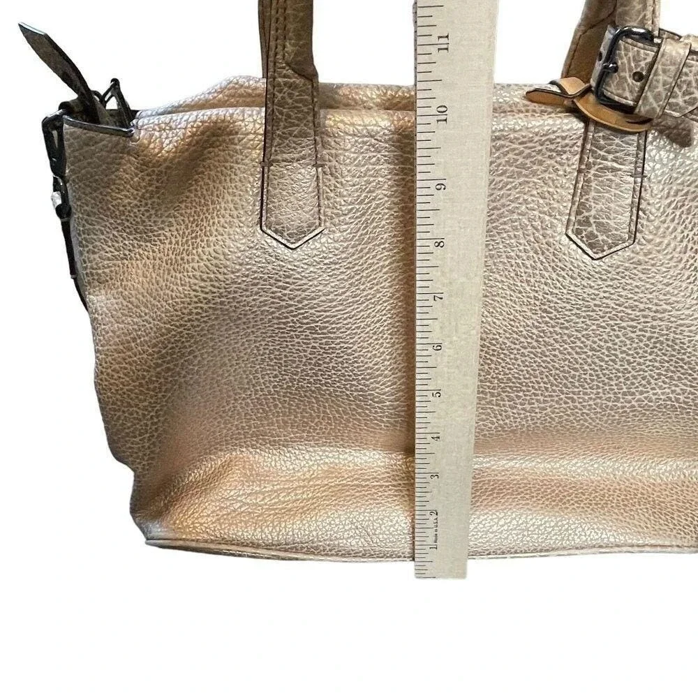 Reed Krakoff Metallic Textured Leather Satchel Crossbody Shoulder‎ Bag Gold